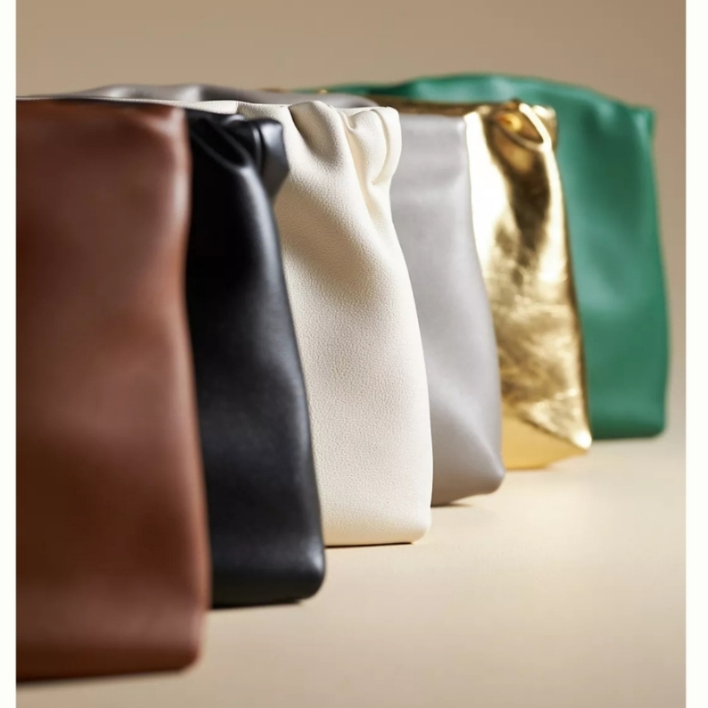 Anthropologie Cinched Faux-Leather Clutch & Crossbody in Kelly Green NWT - Picture 4 of 5